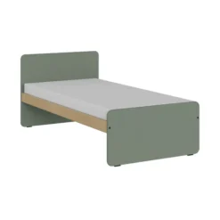 Lit panneau - Odéos - 90 x 190 cm - sommier panneau long pans Hêtre Verni Naturel - adapté PMR