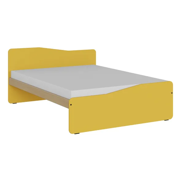 Lit panneau - Odéos - 140 x 190 cm - sommier panneau long pans Hêtre Verni Naturel - adapté PMR