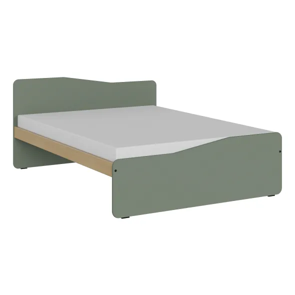 Lit panneau - Odéos - 140 x 190 cm - sommier panneau long pans Hêtre Verni Naturel - adapté PMR