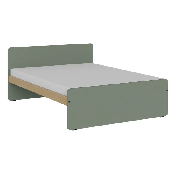Lit panneau - Odéos - 140 x 190 cm - sommier panneau long pans Hêtre Verni Naturel - adapté PMR