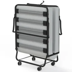 Lit pliant - Min-V1 - 86 x 197 cm - avec matelas housse textile enduit - matelas mousse ép. 10 cm