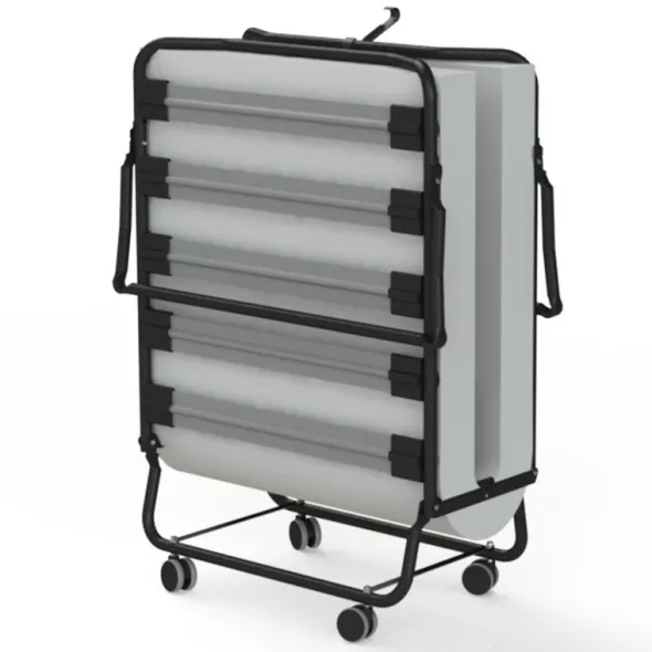 Lit pliant - Min-V1 - 86 x 197 cm - avec matelas housse textile enduit - matelas mousse ép. 10 cm