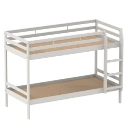 Lit superposé - Naya - 80 x 190 cm - sommier panneau - hêtre teinté