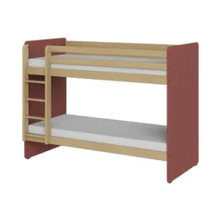 Lit superposé - Odéos - 90 x 200 cm - sommier panneau long pans Hêtre Verni Naturel