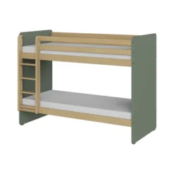 Lit superposé - Odéos - 90 x 200 cm - sommier panneau long pans Hêtre Verni Naturel