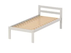 Lit 2 traverses - Naya - 140 x 190 cm - sommier à lattes rigides - hêtre teinté - adapté PMR