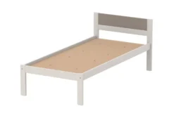 Lit tête panneau - Naya - 80 x 200 cm - sommier panneau - structure hêtre teinté - adapté PMR