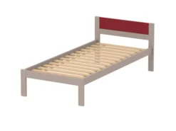 Lit tête panneau - Naya - 90 x 200 cm - sommier à lattes rigides - structure hêtre teinté