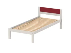 Lit tête panneau - Naya - 90 x 200 cm - sommier à lattes rigides - structure hêtre teinté