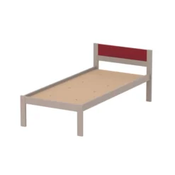 Lit tête panneau - Naya - 80 x 190 cm - sommier panneau - structure hêtre teinté - adapté PMR