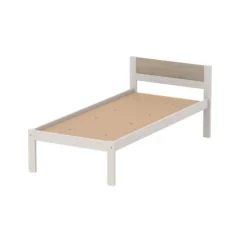 Lit tête panneau - Naya - 80 x 190 cm - sommier panneau - structure hêtre teinté - adapté PMR