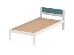 Lit tête panneau - Naya - 80 x 190 cm - sommier panneau - structure hêtre teinté - adapté PMR