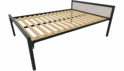 Lit tête panneau - Square - 140 x 190 cm - sommier à lattes rigides - adapté PMR
