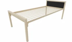 Lit tête panneau - Square - 90 x 190 cm - sommier métallique - adapté PMR