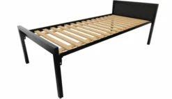 Lit tête panneau - Square - 90 x 200 cm - sommier à lattes rigides - adapté PMR