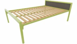Lit tête panneau - Square - 140 x 200 cm - sommier à lattes rigides - adapté PMR