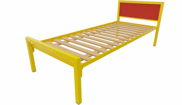 Lit tête panneau - Square - 80 x 190 cm - sommier à lattes rigides
