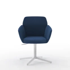 Lounge Chair Poppy embase 4 branches métalliques sur patins - tissu -