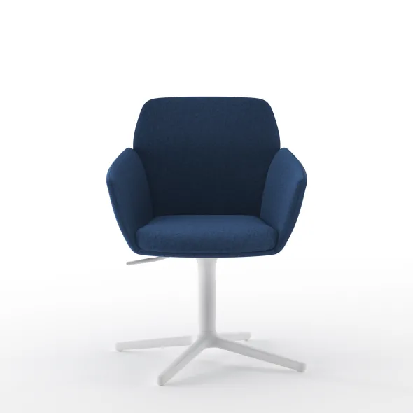 Lounge Chair Poppy embase 4 branches métalliques sur patins - tissu -