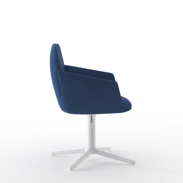 Lounge Chair Poppy embase 4 branches métalliques sur patins - tissu -