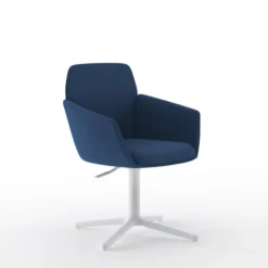 Lounge Chair Poppy embase 4 branches métalliques sur patins - tissu -