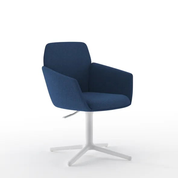 Lounge Chair Poppy embase 4 branches métalliques sur patins - tissu -