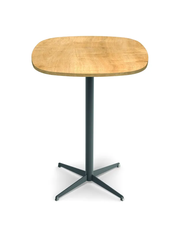 Mange-debout carré angles arrondis Tamaris - 80 x 80 cm - h. 105 cm - piétement croix époxy - stratifié