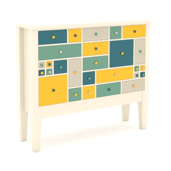 Meuble de fouille H113 - l. 120 x h. 113 x pr. 40 cm - structure hêtre massif laqué Beige Bouleau