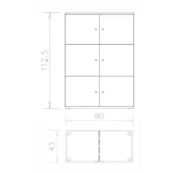 Meuble de rangement Epure - 6 casiers - fermeture à clé - clé passe partout non fournie