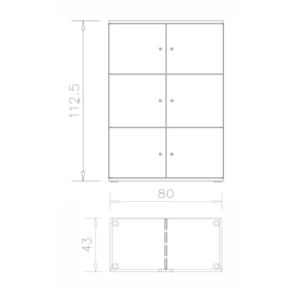 Meuble de rangement Epure - 6 casiers - fermeture à clé - clé passe partout non fournie