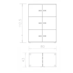 Meuble de rangement Epure - 6 casiers - fermeture à code - clé passe partout non fournie