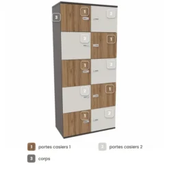Meuble de rangement Epure - 10 casiers - fermeture à code - clé passe partout non fournie