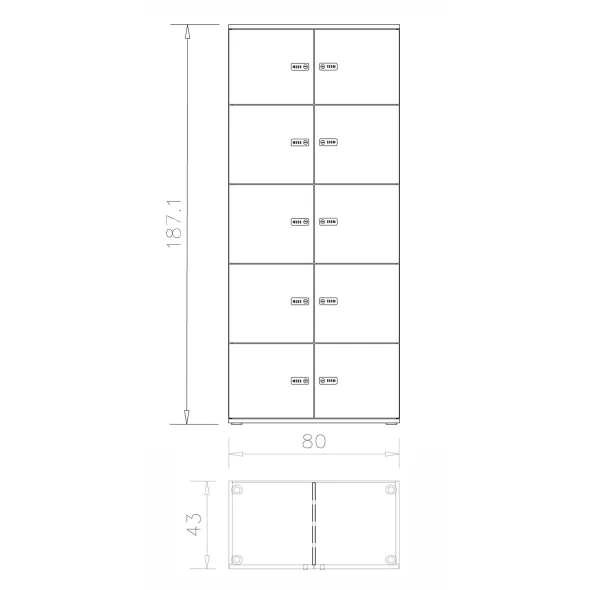 Meuble de rangement Epure - 10 casiers - fermeture à code - clé passe partout non fournie