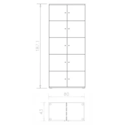 Meuble de rangement Epure - 10 casiers - fermeture à clé - clé passe partout non fournie
