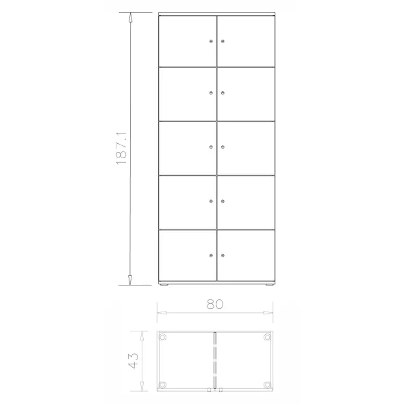 Meuble de rangement Epure - 10 casiers - fermeture à clé - clé passe partout non fournie