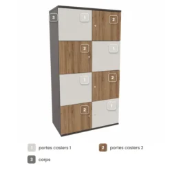 Meuble de rangement Epure - 8 casiers - fermeture à code - clé passe partout non fournie