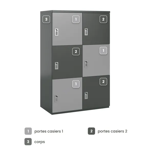 Meuble de rangement FrameOne II - 6 casiers - fermeture à codes - clé passe partout non fournie