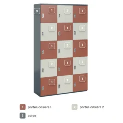 Meuble de rangement FrameOne II - 15 casiers - fermeture à codes - clé passe partout non fournie