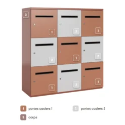 Meuble de rangement FrameOne II - 9 casiers courrier - fermeture à clé - clé passe partout non fournie