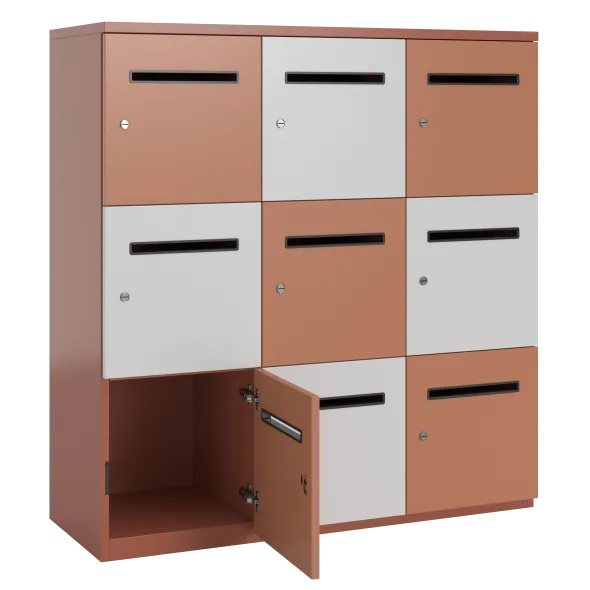 Meuble de rangement FrameOne II - 9 casiers courrier - fermeture à clé - clé passe partout non fournie