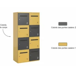 Meuble de rangement FrameOne II - 8 casiers courrier - fermeture à clé - clé passe partout non fournie