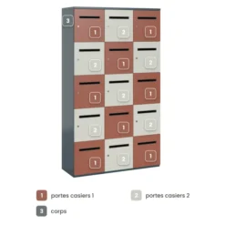 Meuble de rangement FrameOne II - 15 casiers courrier - fermeture à clé - clé passe partout non fournie