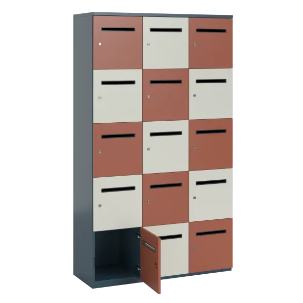 Meuble de rangement FrameOne II - 15 casiers courrier - fermeture à clé - clé passe partout non fournie