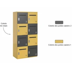 Meuble de rangement FrameOne II - 8 casiers courrier - fermeture à codes - clé passe partout non fournie