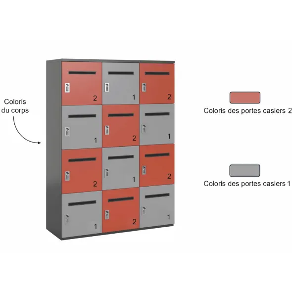 Meuble de rangement FrameOne II - 12 casiers courrier - fermeture à codes - clé passe partout non fournie