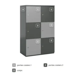 Meuble de rangement FrameOne II - 6 casiers - fermeture à clé - clé passe partout non fournie