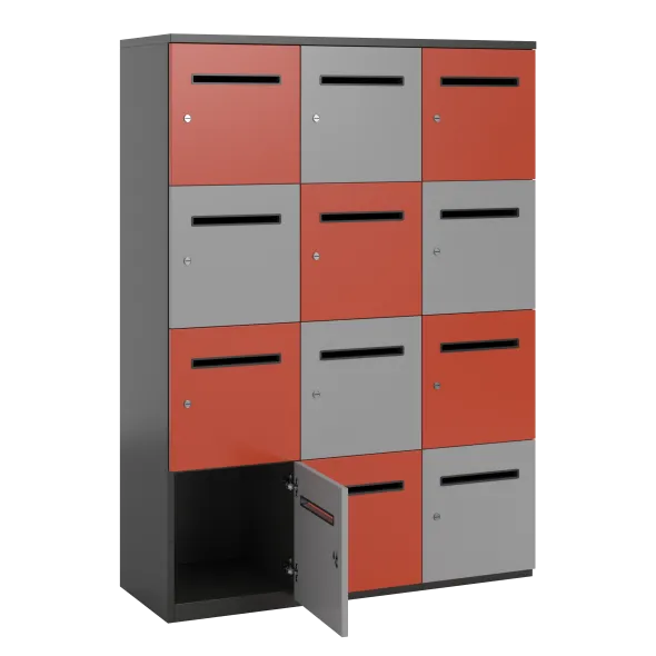Meuble de rangement FrameOne II - 12 casiers courrier - fermeture à clé - clé passe partout non fournie