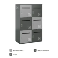 Meuble de rangement FrameOne II - 6 casiers courrier - fermeture à codes - clé passe partout non fournie