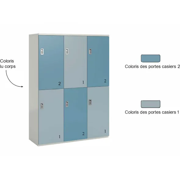 Meuble de rangement FrameOne II - 6 casiers - fermeture à codes - clé passe partout non fournie