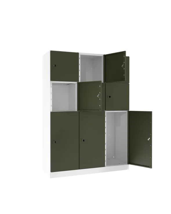 Meuble de rangement métallique Corial - 9 casiers - fermeture à clé - clé passe partout non fournie